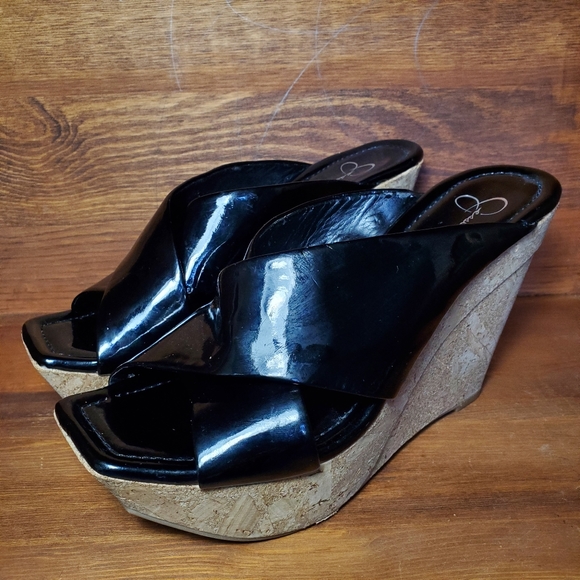 Jessica Simpson Shoes - Jessica Simpson Bl Patent Slip-on Wedge  Sz 7B
